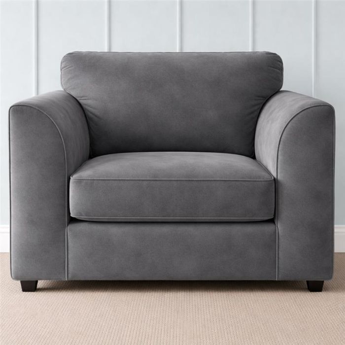 DELANO Plush Velvet Armchair - Dark Grey
