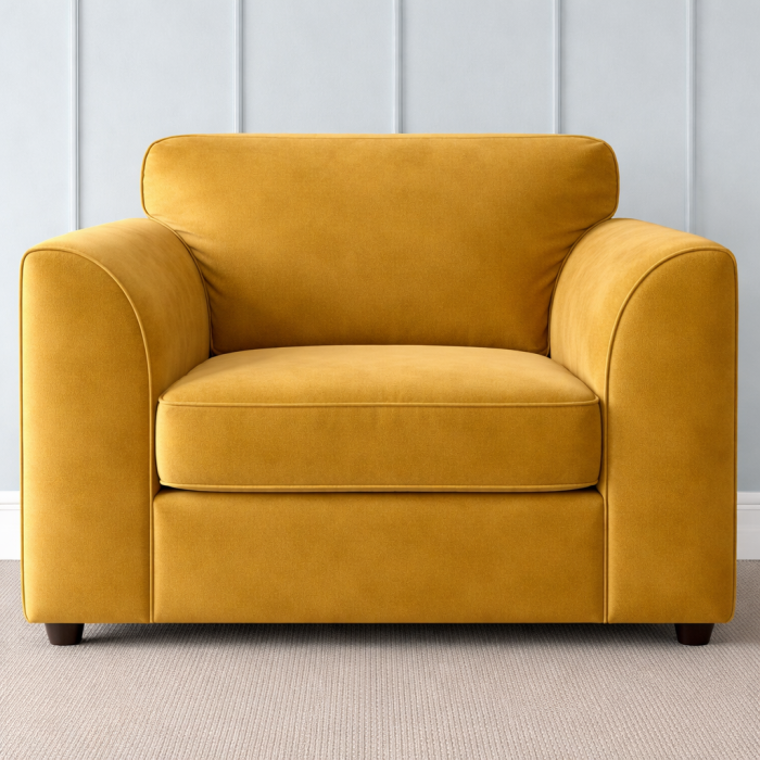 DELANO Plush Velvet Armchair - Mustard