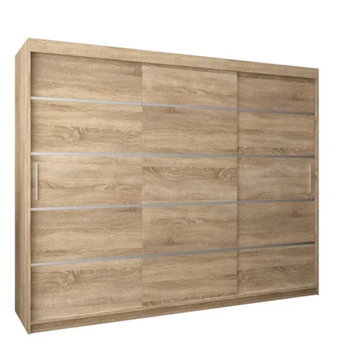 Sliding Wardrobe - VICENZA I 3 Door Wardrobe Oak Sonoma 250cm