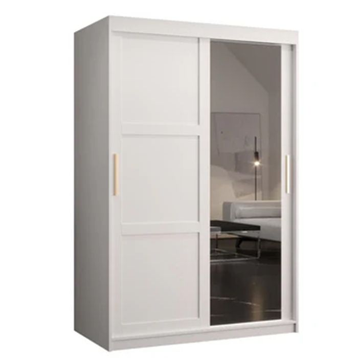 Sliding Wardrobe - CLIFFORD II 2 Door Mirrored Wardrobe White 120cm
