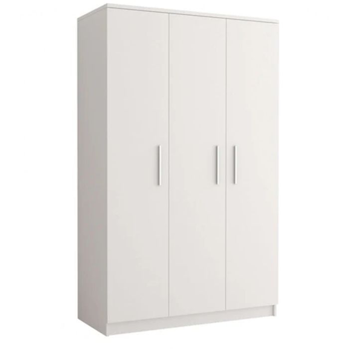 Wardrobe - ORMISTON 3 Door Wardrobe White Matt 120cm