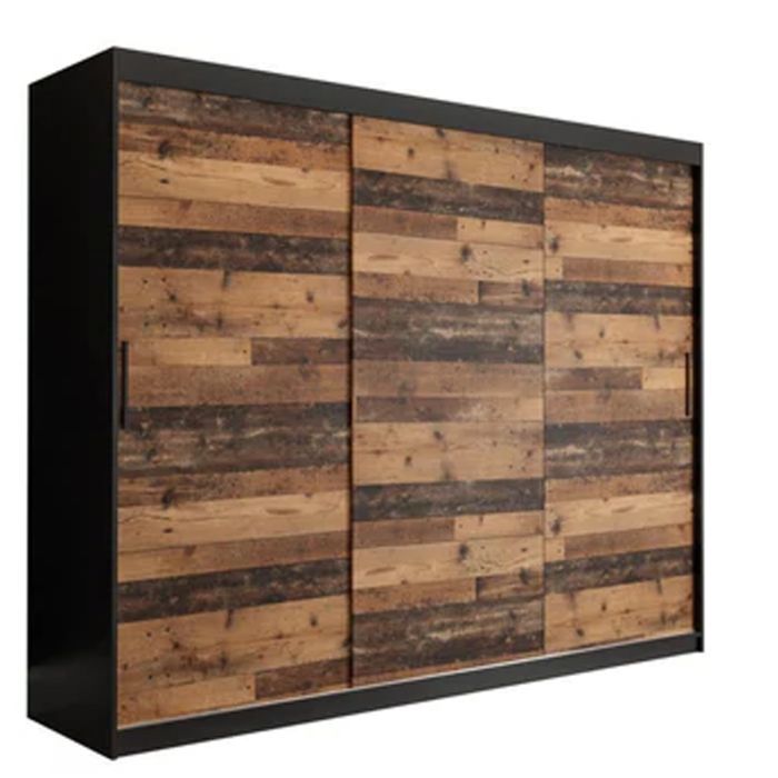 Sliding Wardrobe - CURTIS 3 Door Wardrobe Dark Oak 250cm