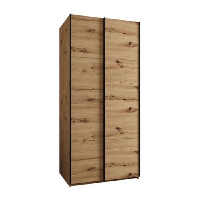 Sliding Wardrobe - BRADLEY 2 Door Wardrobe Oak Artisan 100cm