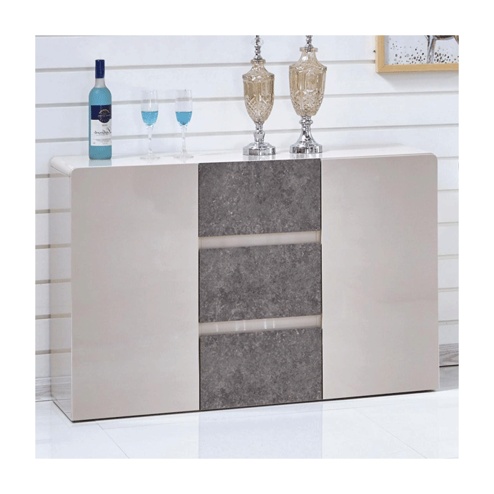 Barnstaple High Gloss Sideboard - Cream and Stone