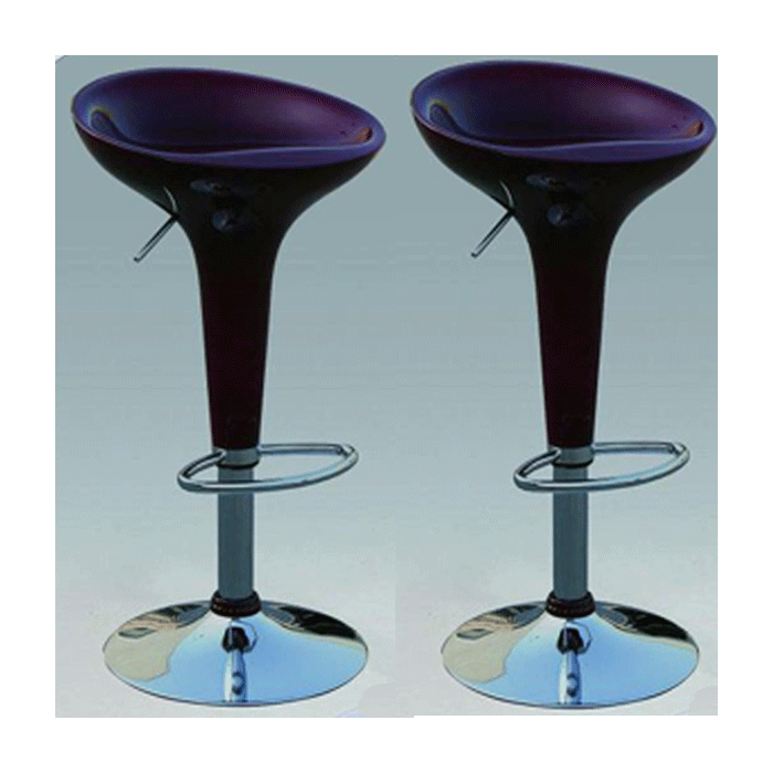 Bolton Chrome Bar Stool Pair with Adjustable Features - Red