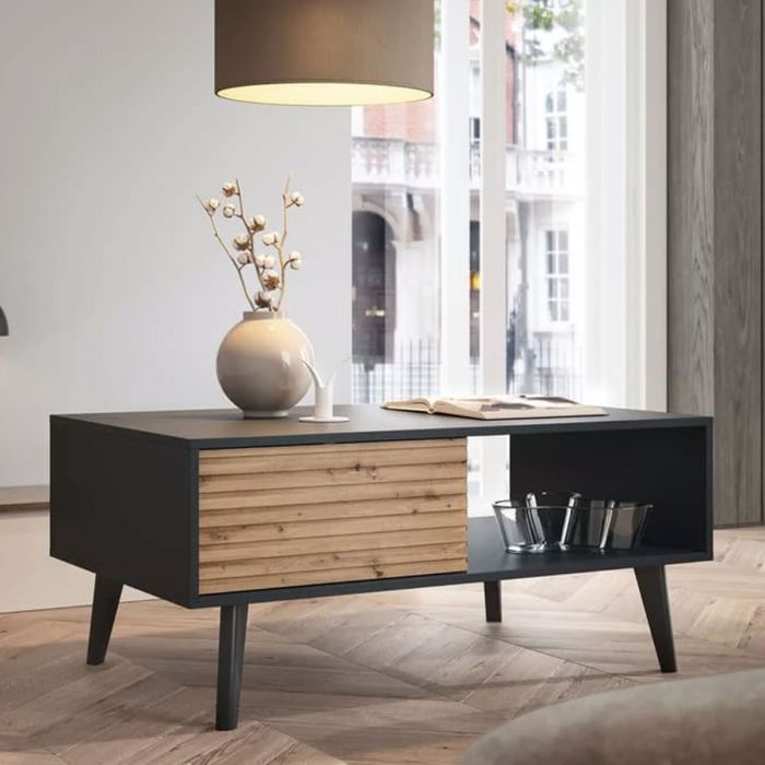 Bella Hendrix Coffee Table - Oak Artisan and Black