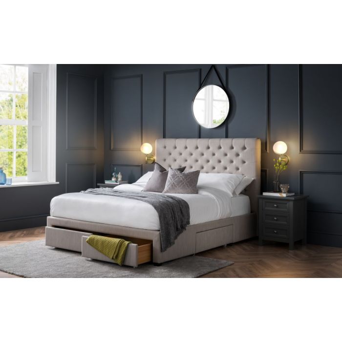 Wilton Deep Buttoned 4 Drawer Double Bed - Grey