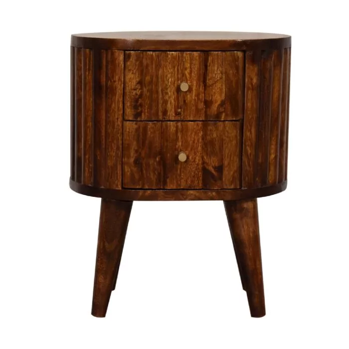 Bedside Table - SANTIAGO 2 Drawer Nightstand Chestnut 36cm