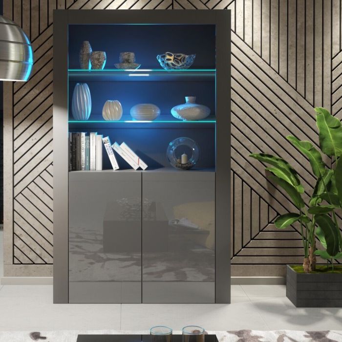 Modern Sideboard Cabinet with Storage and Free LED 170cm - Dark Grey