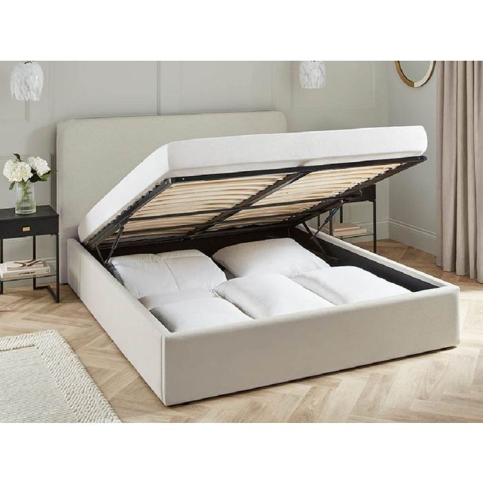 Kingsize Bed - WALDOCK Ottoman Metal Bed Oatmeal 5ft