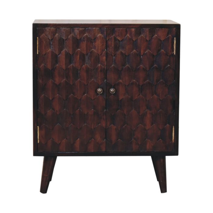 MINTO Sideboard - Walnut Wood Pineapple Carved Cabinet - Walnut