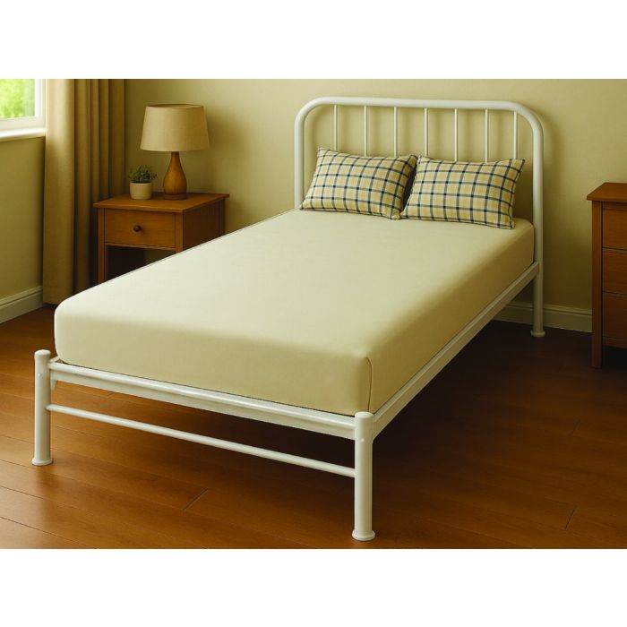 Single Bed - BAXTER 3ft Metal Bedframe - White