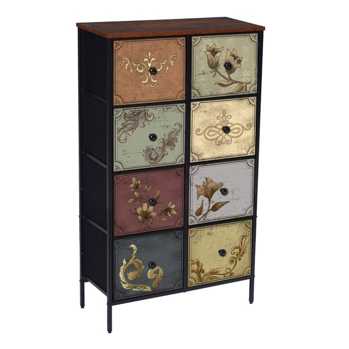 VALENCIA Multi Colour Fabric Chest of Drawers - Medium-sized, 8 Drawers, Double