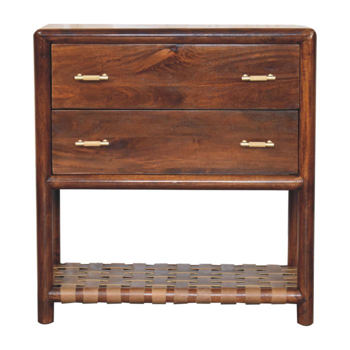 REVO Woven 2 Drawer Bedside Table - Dark Oak