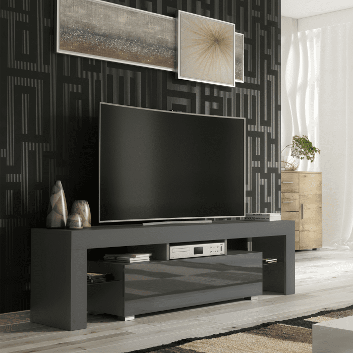 TERVIS Modern TV Unit Cabinet Stylish Sideboard with High Gloss Doors 160cm - Grey