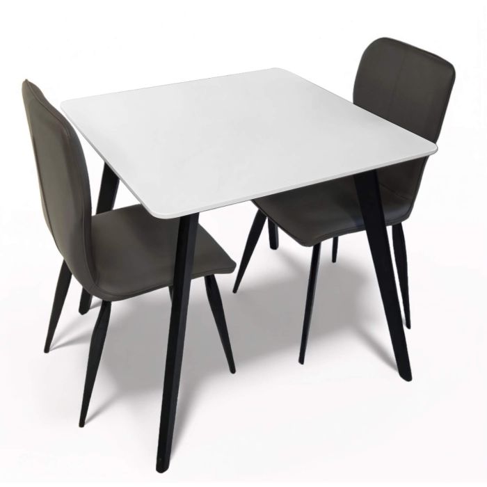 FLANDERS Dining Table White with Black Legs - Small