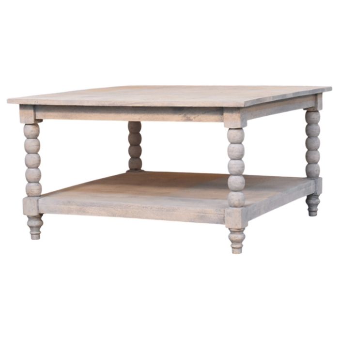 SPIN Coffee Table Solid Wood Acid Wash Finish - White