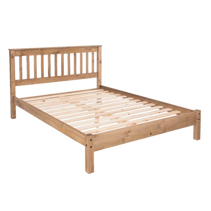 Corona Slatted Pine Low End Bed - 4ft6-Pine