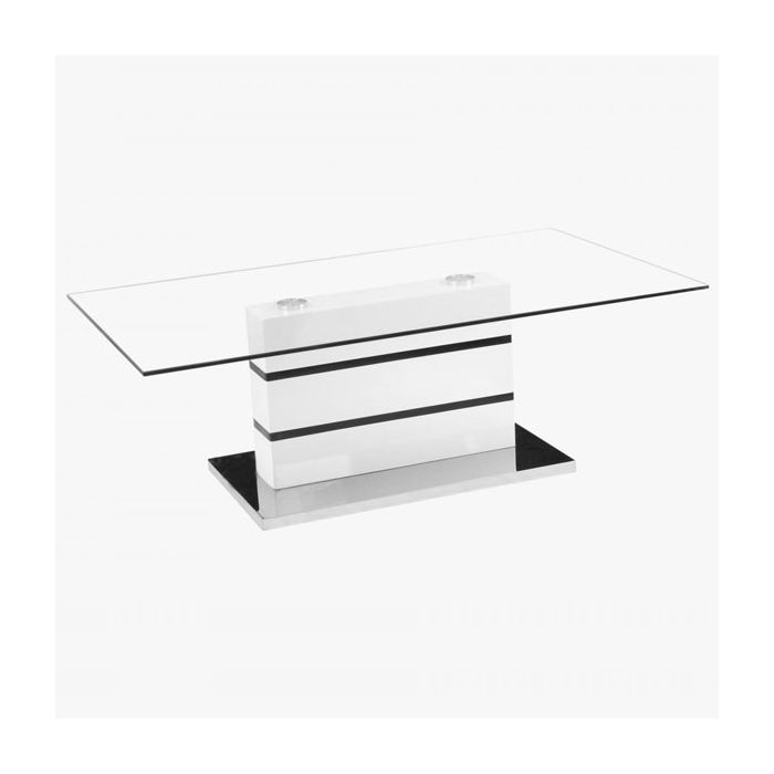 Isadora Glass Coffee Table - White and Black