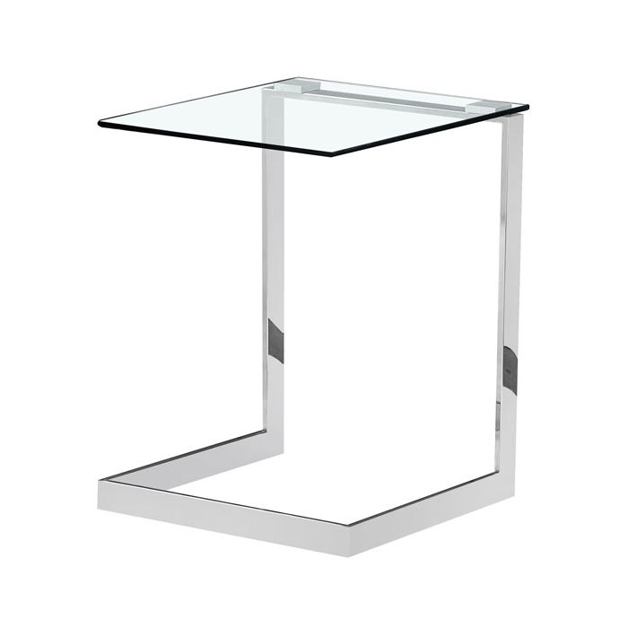 Isadora Clear Glass Lamp Table - Silver