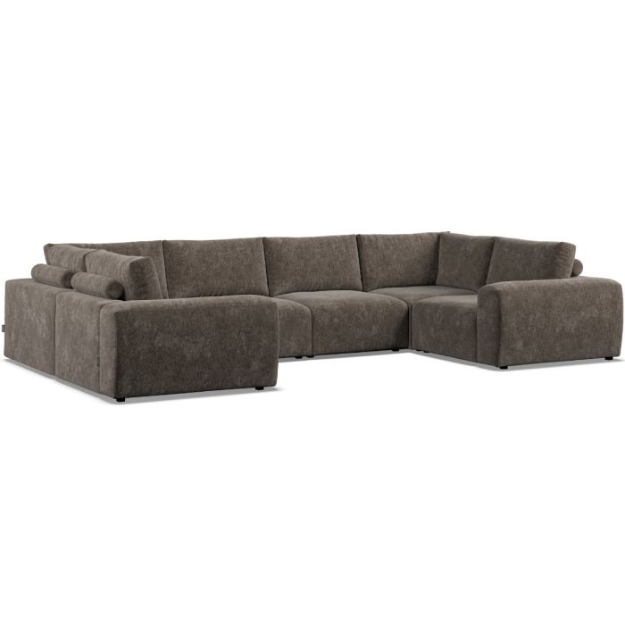 Corner Sofa - GRAZ Fabric 6 Seater U Shaped - Mocca