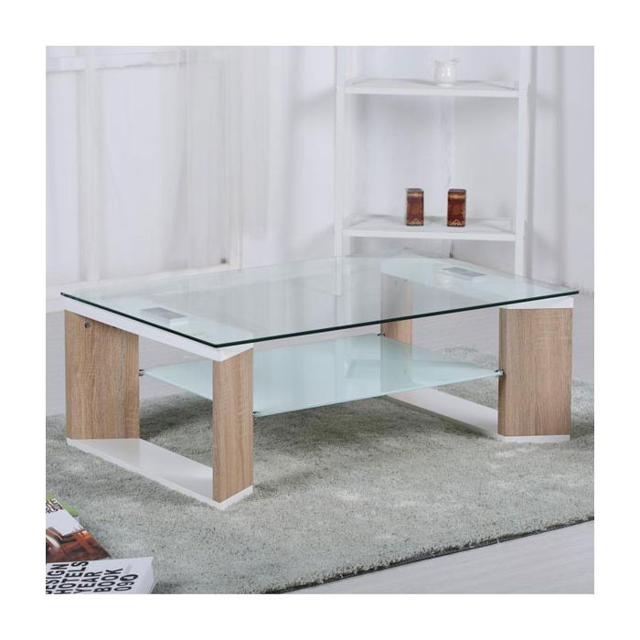 Cassiopeia Glass Coffee Table - White and Natural