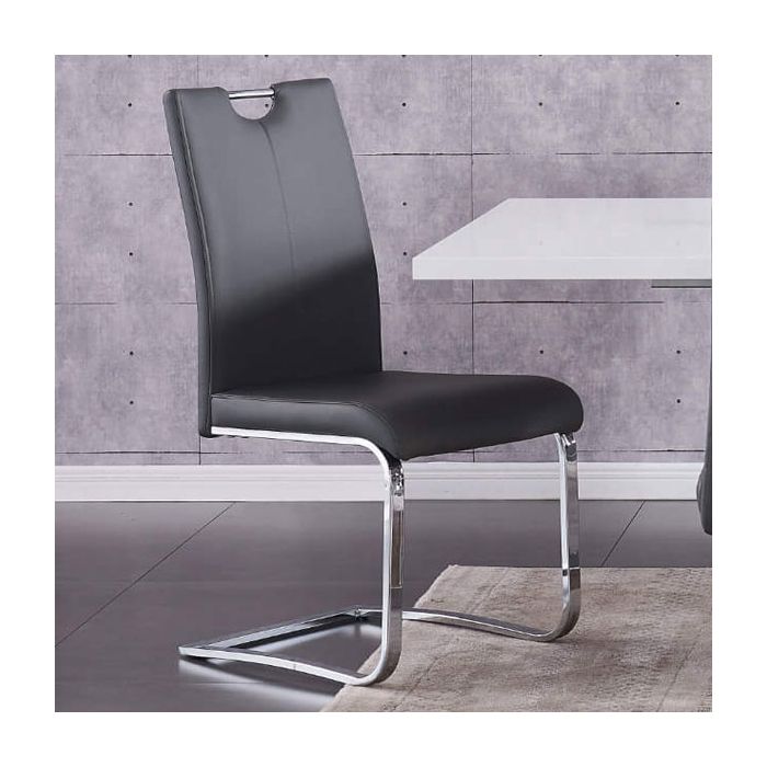 Malcolm Set of 2 PU Chrome Chairs - Grey