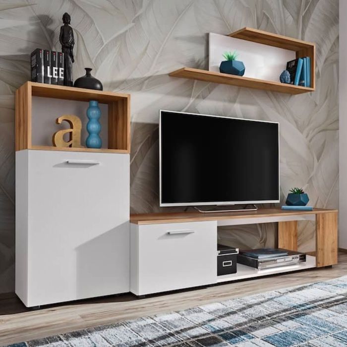 Alex Lucca TV Entertainment Unit - White and Oak Wotan