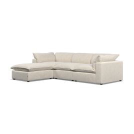 Corner Sofa - PUEBLA Fabric 3 Seater Right Hand Facing Cotton - Footstool End