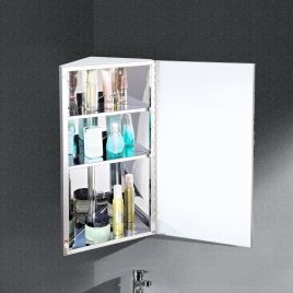 Stainless Steel Mirrored Corner Storage Cabinet