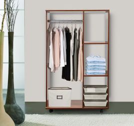 Open Wooden Storage Wardrobe - Brown