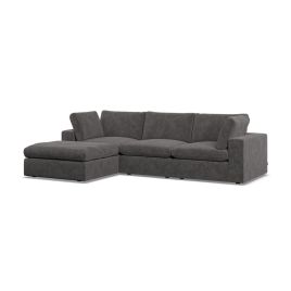 Corner Sofa - OBLAK Fabric 3 Seater Right Hand Facing Slate - Footstool End