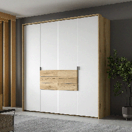 CAVELLO 2 Door Wardrobe with 2 Drawers Oak with White - 208cm