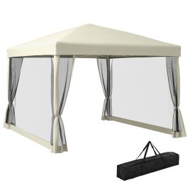 3x3m Pop Up Gazebo W/ Mesh Walls-Tan  