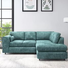 LORVANI Fabric 4 Seater L Shaped Fullback Corner Sofa - Teal, Right Hand Facing