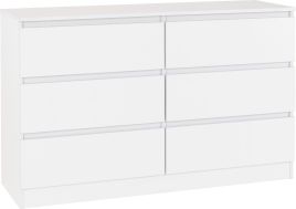 MALDEN White Chest of Drawers - Large-sized, 6 Drawers, Double