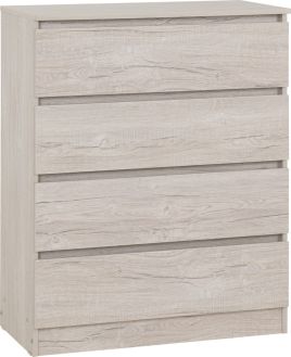 MALDEN Natural Finish Chest of Drawers - Medium-sized, 4 Drawers