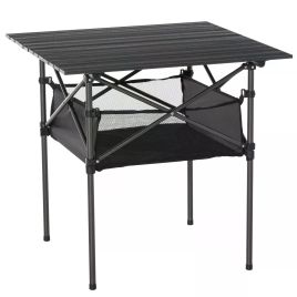 Folding Camping Table with Mesh Storage Roll Up Tabletop with Carring Bag