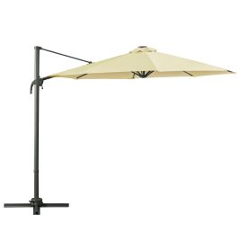 3 meter Patio Offset Roma Parasol Garden Umbrella Cantilever Hanging Sun Shade Canopy Shelter 360° Rotation with Cross Base, Beige