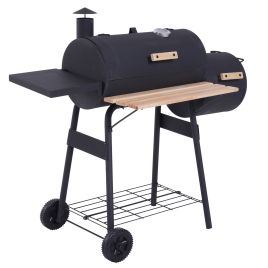 Charcoal BBQ Portable Charcoal Grill Steel Offset Smoker Combo Backyard
