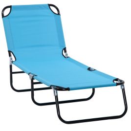 Folding Chaise Lounge Pool Chair with Breathable Mesh - Sky Blue