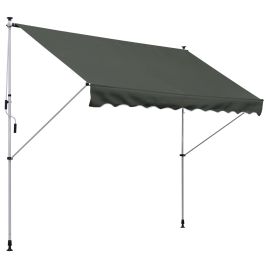 Balcony 3 x 1.5m Manual Adjustable Awning DIY Patio Clamp Awning Canopy Retractable Shade Shelter - Grey