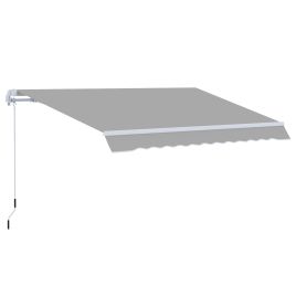 Window Awning Canopy Garden Outdoor Shelter Patio Sun Shade UV Blocker Light Weight Aluminium Frame w/ Hand Crank 3 x 2m Light Grey
