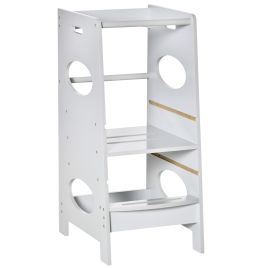 Toddler Step Stool Adjustable Standing Tower with Safety Rail - Grey