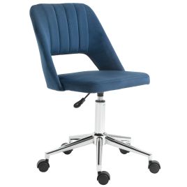 VONSETTA Armless Velvet-Feel Office Chair - Dark Blue