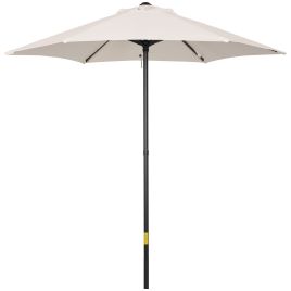 2m Patio Parasols Umbrellas, Outdoor Sun Shade with 6 Sturdy Ribs for Balcony, Bench, Garden, Cream White