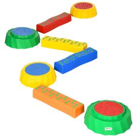 8 Pcs Piece Kids Stepping Stones and Balance Bridge with Non Slip Surface - Multicoloured
