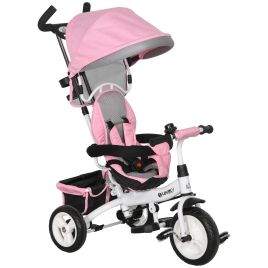 Scott 4 in 1 Kids Trike Push Bike with Push Handle and Canopy - White with Pink