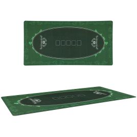 SPORTEDGE 120 x 60 cm Professional Texas Hold'em Poker Mat 6 Player Water-Resistant Poker Table Top, Green