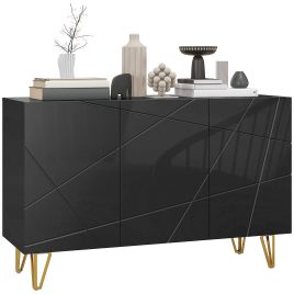 Scott Modern Luxe High Gloss Sideboard with Hairpin Legs - Black